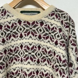 Vintage Y2K British Wool Knit Sweater Floral Chunky Oversized